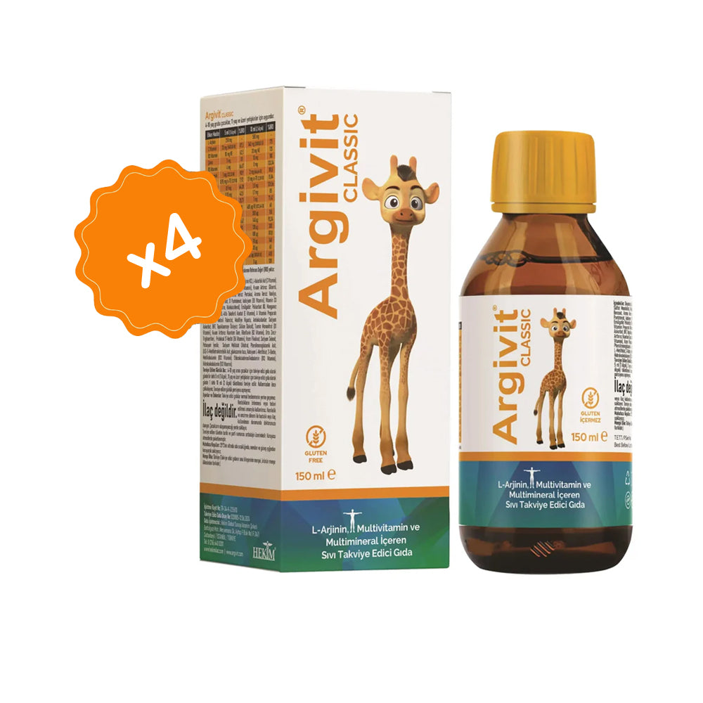 Argivit® Classic Syrup 150ml  Combo of 4 – Multivitamin & Amino Acid Syrup for Immunity, Growth, Energy & Appetite Support