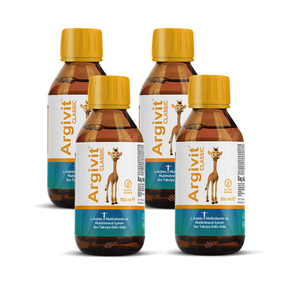 Argivit® Classic Syrup 150ml  Combo of 4 – Multivitamin & Amino Acid Syrup for Immunity, Growth, Energy & Appetite Support