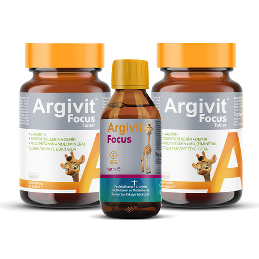 Argivit Focus Combo Pack – 2 Tablets + 1 Syrup for Cognitive Health, Focus & Mental Performance
