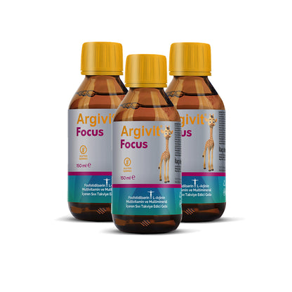 Argivit Focus Syrup 150ml Combo of 3 | Memory & Concentration Booster | Brain Support for Kids & Adults