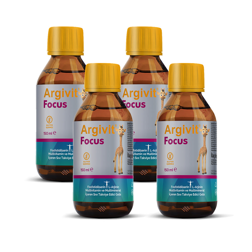 Argivit Focus Syrup 150ml Combo of 4 | Memory & Concentration Booster | Brain Support for Kids & Adults