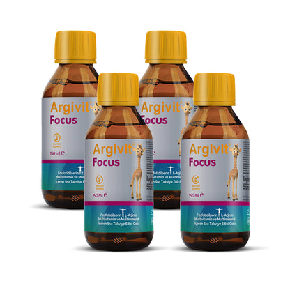 Argivit Focus Syrup 150ml Combo of 4 | Memory & Concentration Booster | Brain Support for Kids & Adults
