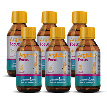 Argivit Focus Syrup 150ml Combo of 6 | Memory & Concentration Booster | Brain Support for Kids & Adults