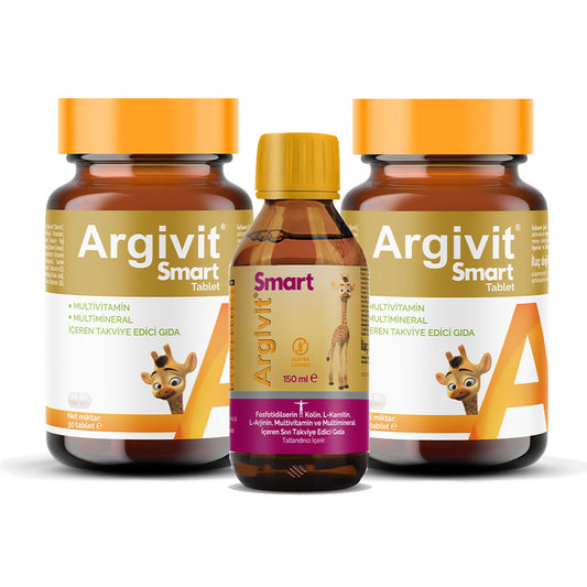 Argivit Smart Combo Pack (2 Tablets + 1 Syrup) – Brain, Focus & Growth Support | Complete Multivitamin Set
