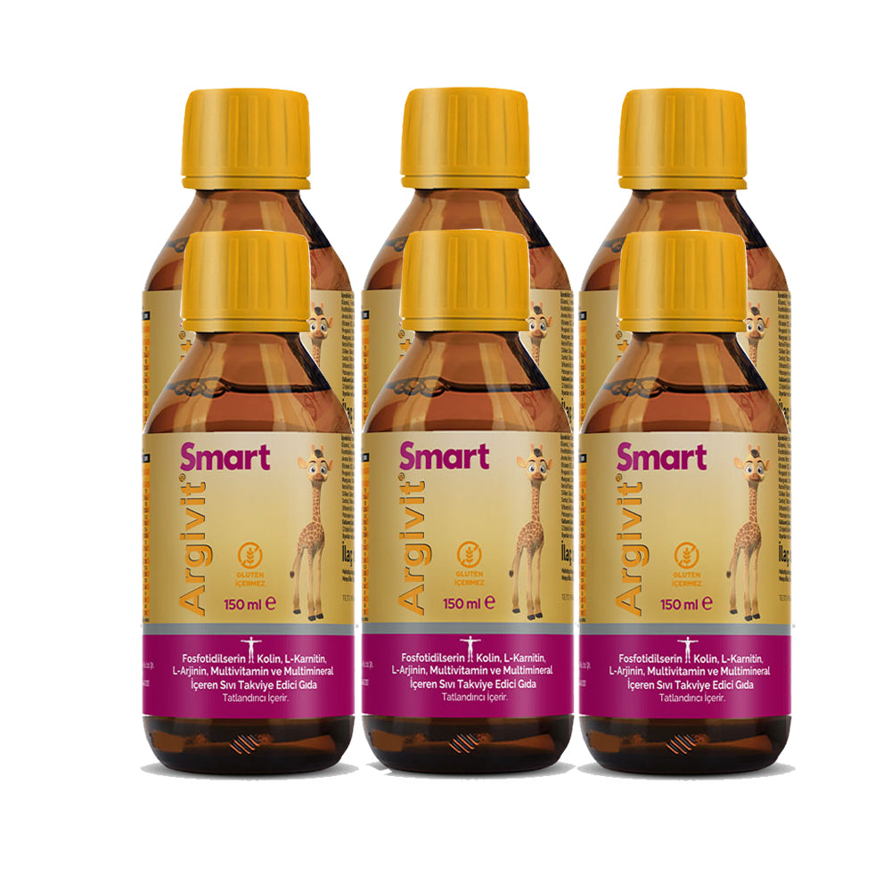 Argivit Smart Syrup – 150 ml Combo of 6 | Brain Development, Learning, Focus & Immunity Support