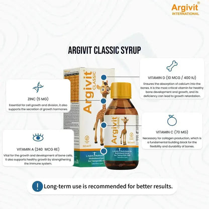 Argivit® Classic Syrup 150ml  Combo of 6 – Multivitamin & Amino Acid Syrup for Immunity, Growth, Energy & Appetite Support