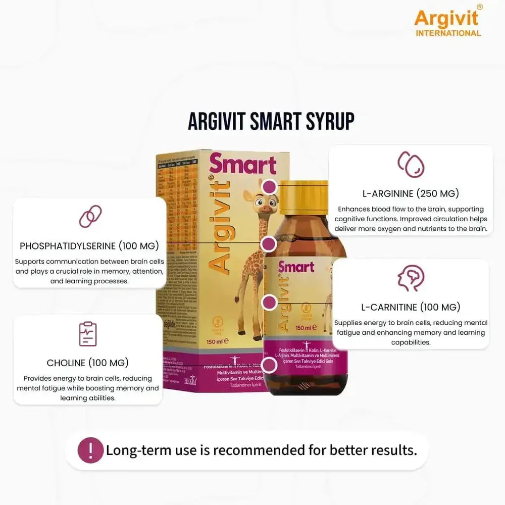 Argivit Smart Liquid – 150 ml | Brain Development, Learning, Focus & Immunity Support