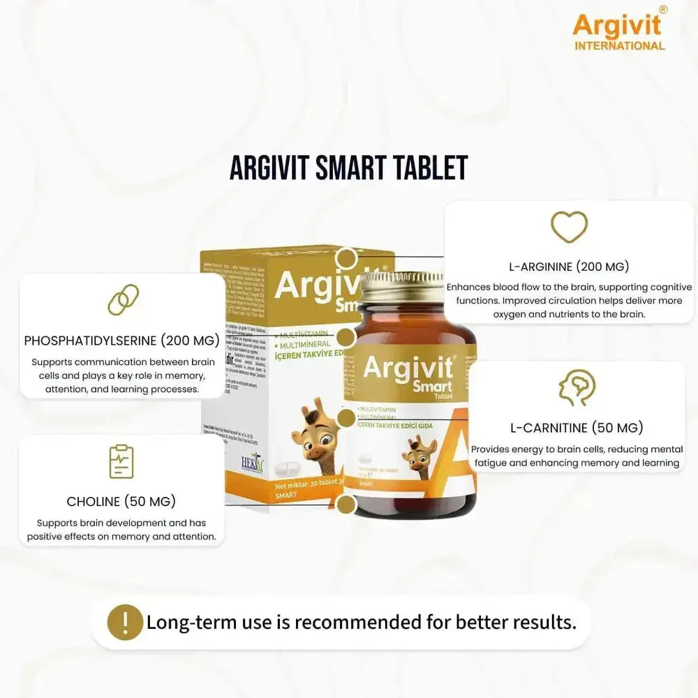 Argivit® Smart Tablets – 30 Tablets | Brain Development, Memory, Focus & Immunity Support