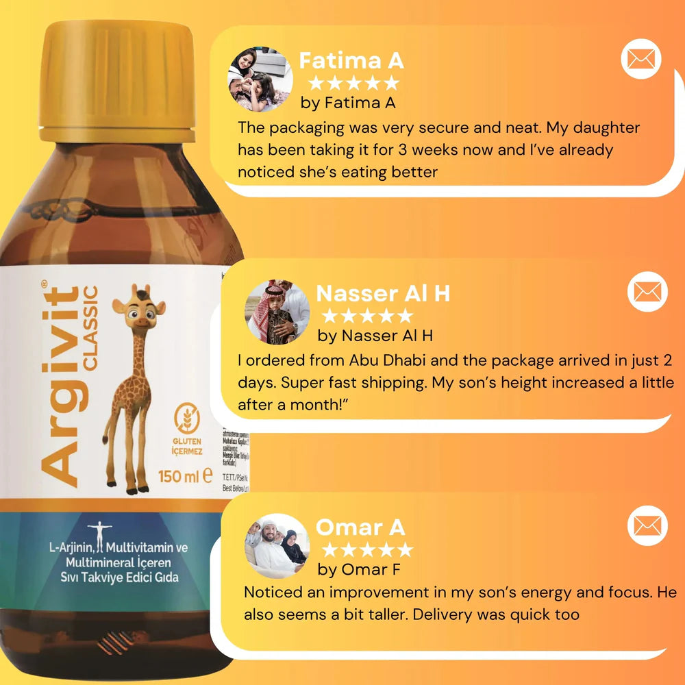 Argivit® Classic Liquid 150ml – Multivitamin & Amino Acid Syrup for Immunity, Growth, Energy & Appetite Support