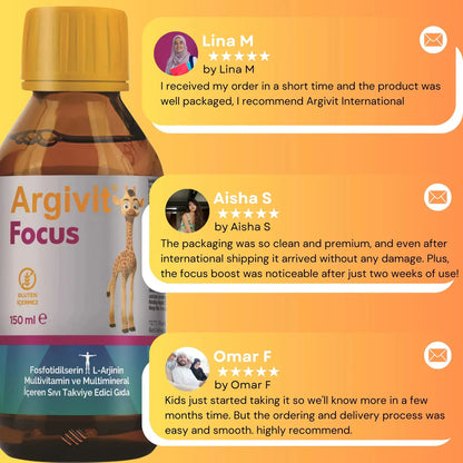 Argivit Focus Syrup 150ml Combo of 6 | Memory & Concentration Booster | Brain Support for Kids & Adults
